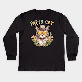 Party Cat in the Desert Kids Long Sleeve T-Shirt